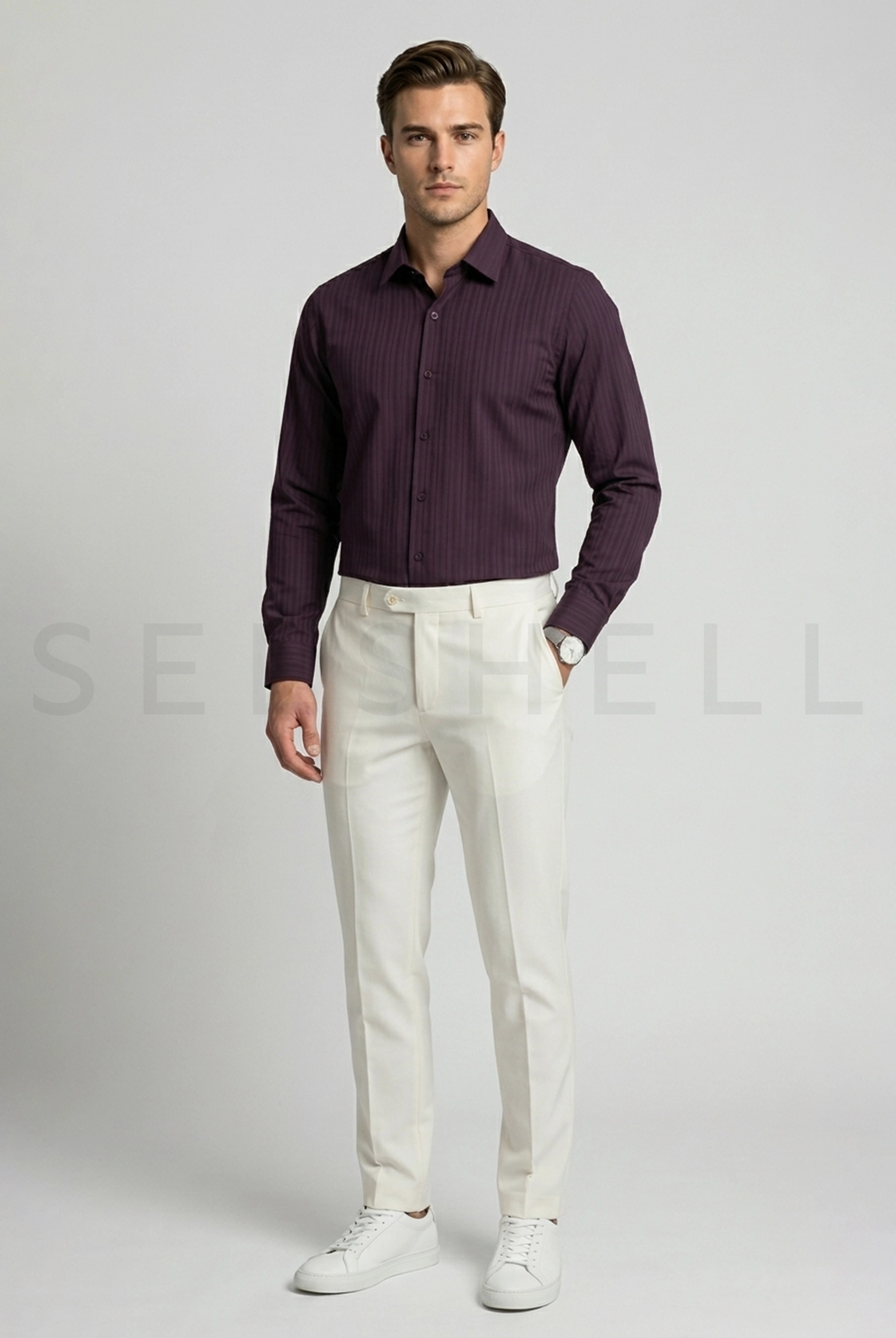 Maroon premium cotton fabric long sleeve shirt