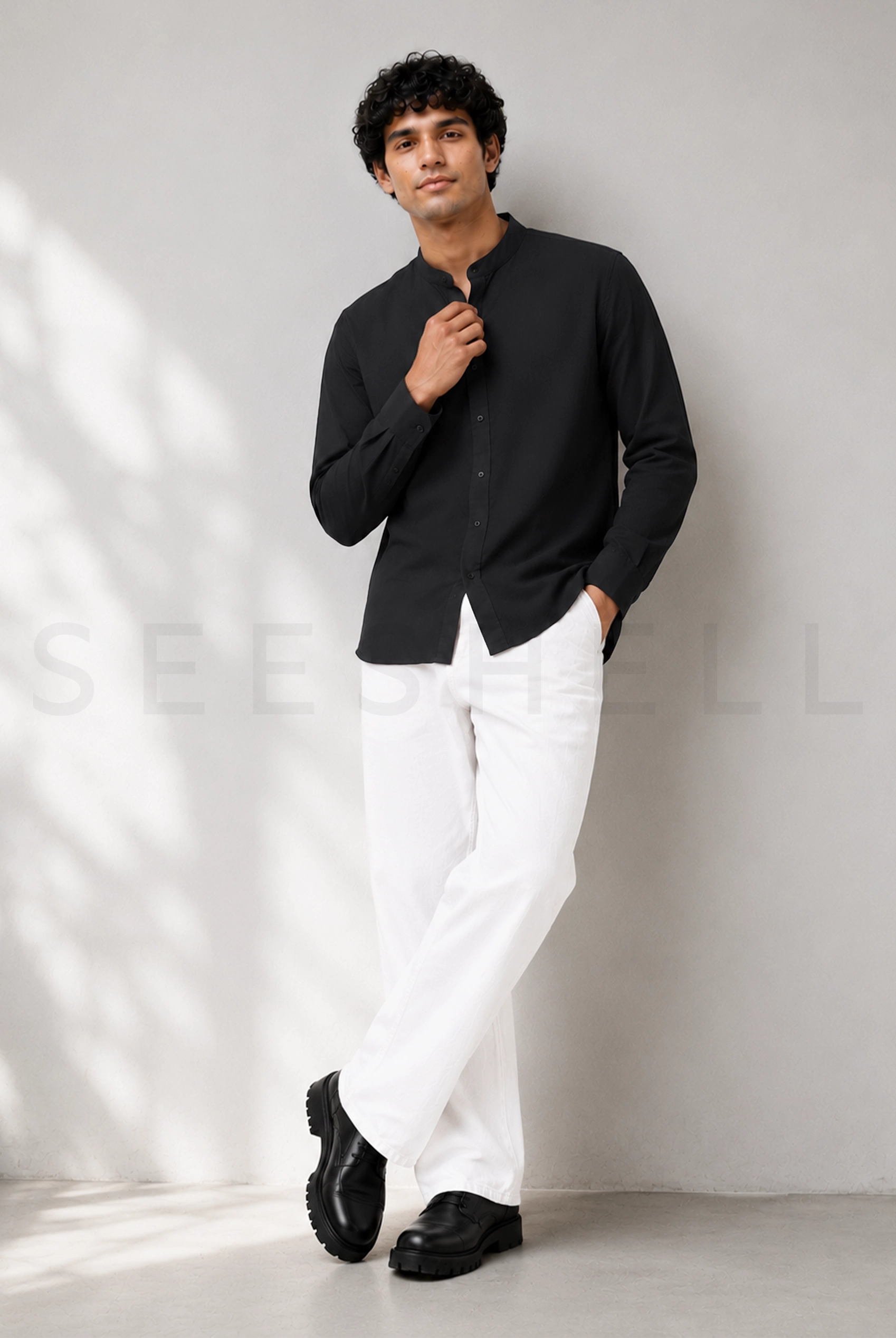 Black premium cotton fabric long sleeve shirt