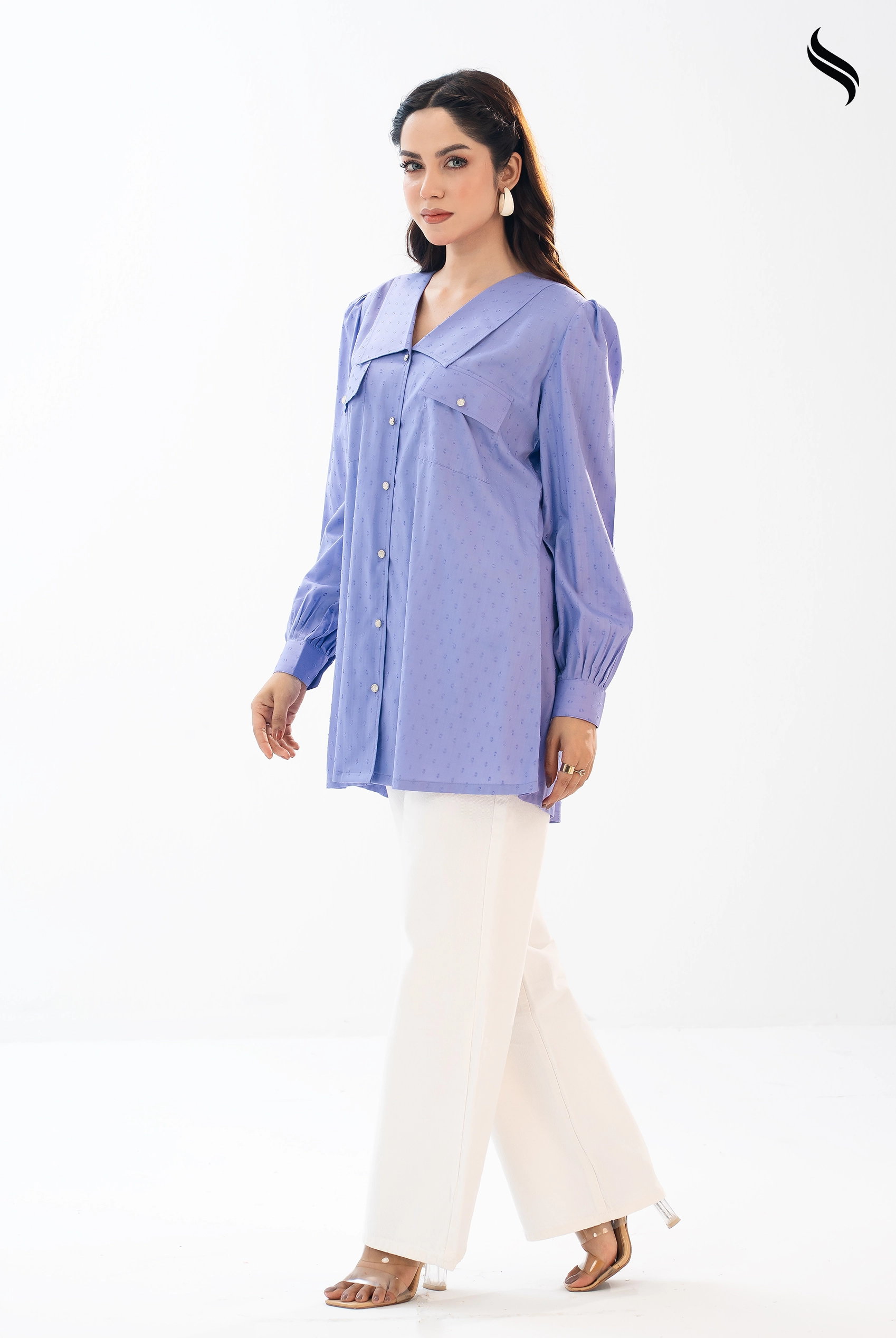 SEESHELL Women's Top Embossed Cotton Pockets Lavender (Lavender Color) 01