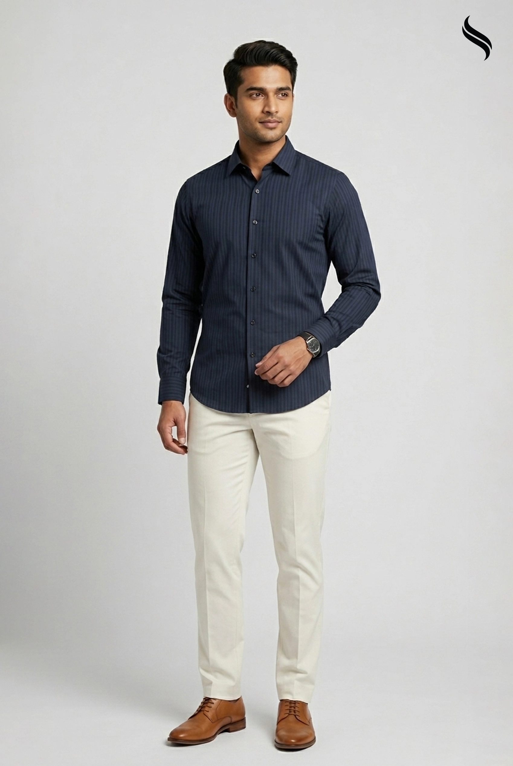 SEESHELL Men's Formal Shirt Cotton Tailored Fit Midnight Blue (Midnight blue Color) 01