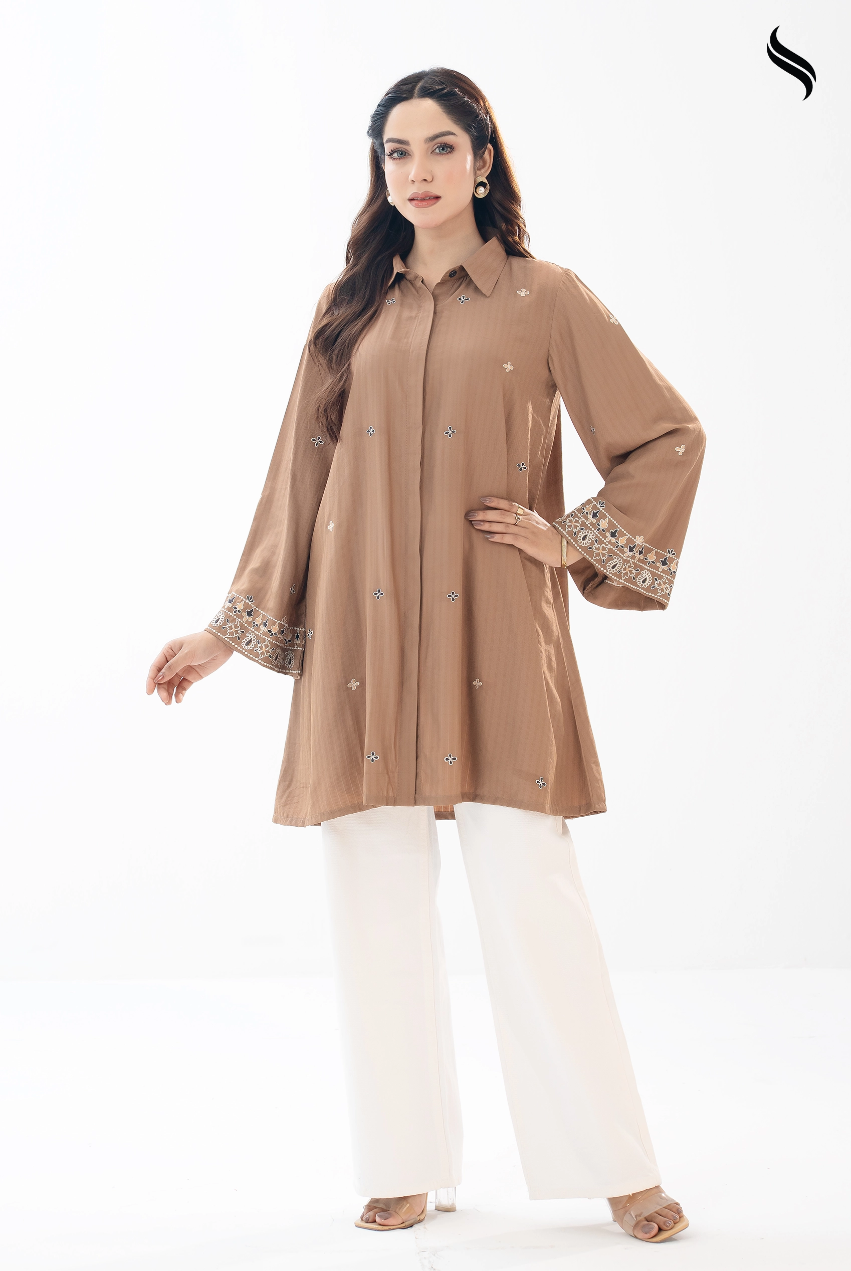 Mocha Brown Embroidered Top (Mocha Brown Color) 01