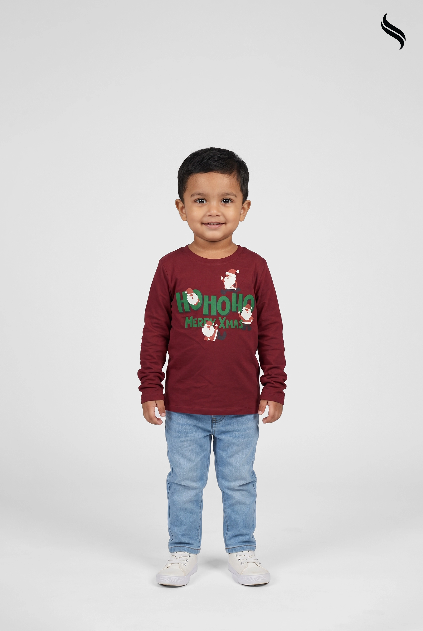 SEESHELL Kid's Unisex Festive Graphic Long Sleeve T-Shirt – Red (Red Color) 02