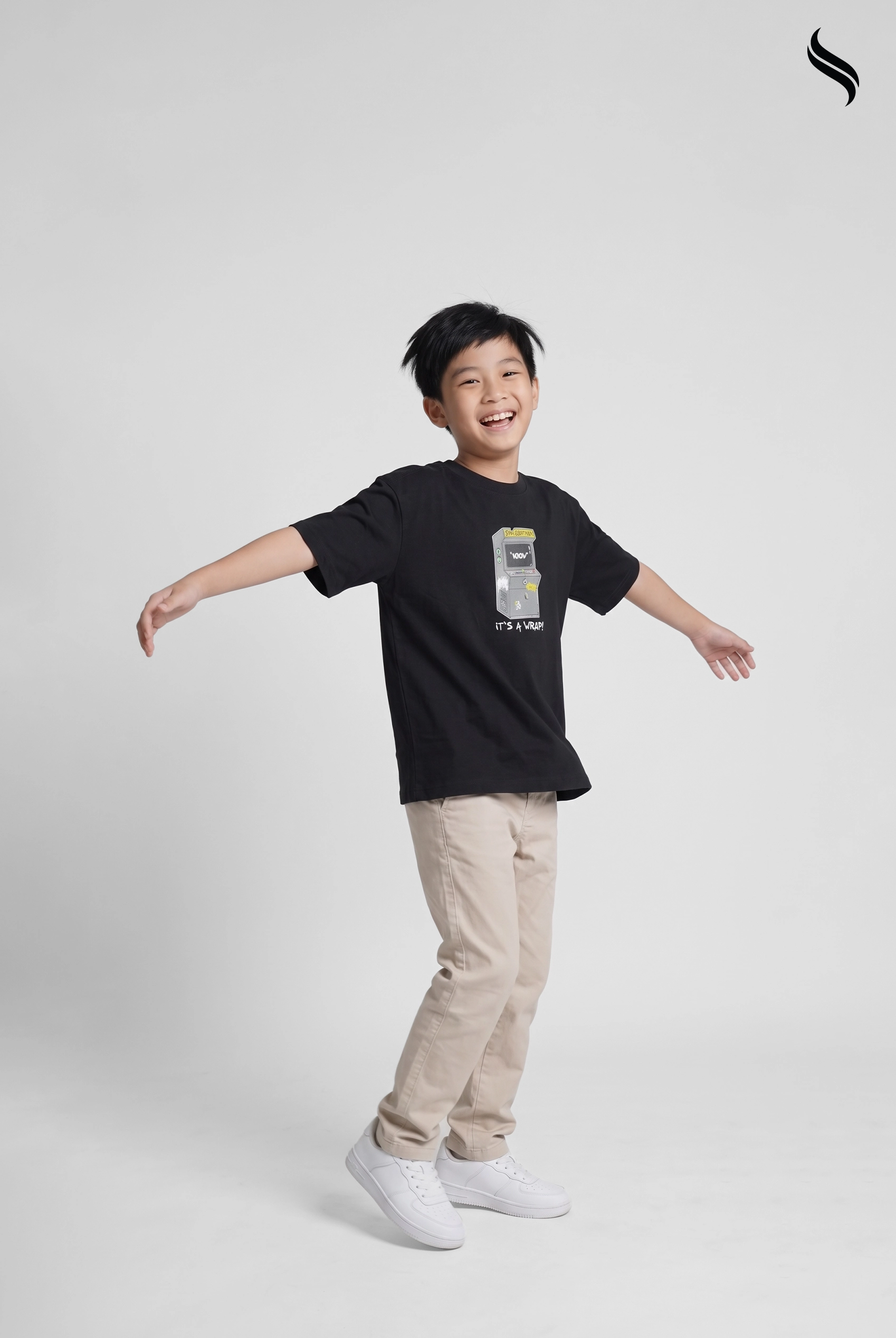 SEESHELL Kid's Boys T-Shirt Regular Fit Cotton Short Sleeve Black (Black Color) 02