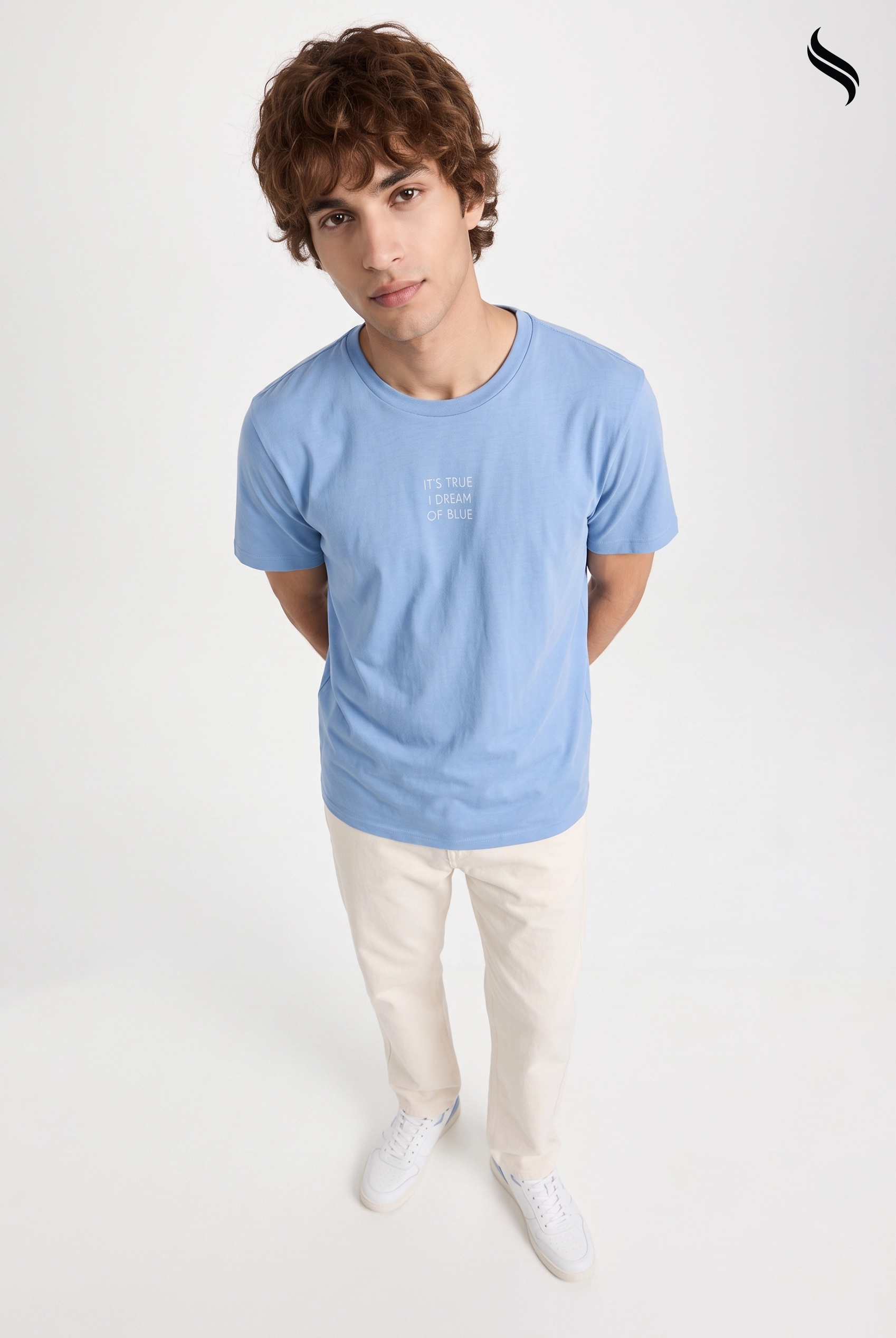 SEESHELL Men's Graphic Knit T-Shirt – Light Blue (Light Blue Color) 07