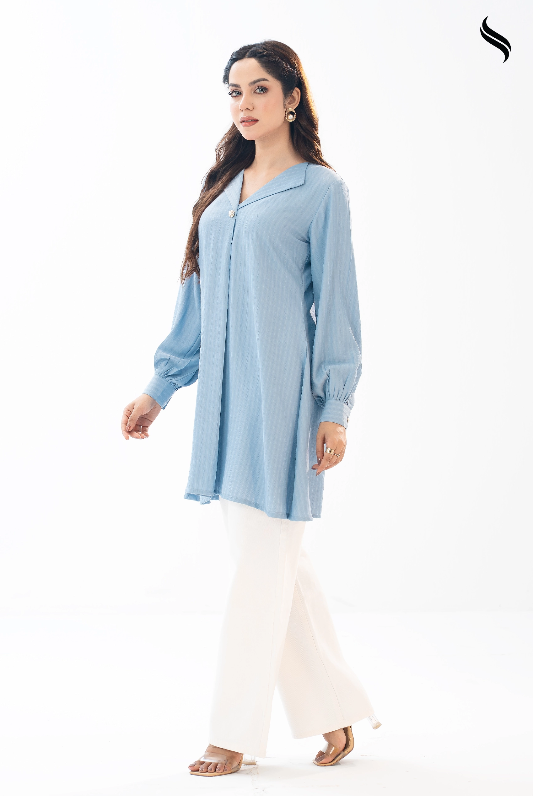 Sky Blue Blended Fabric Top (Sky Blue Color) 01